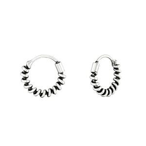 Sterling Silver Twist Bali Hoop Earrings 10mm